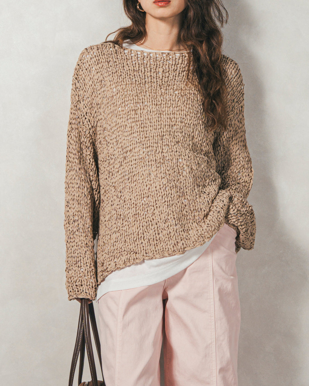 ［SET］エアリールーズオーバーニット+センターシーム リラックスカラーデニム