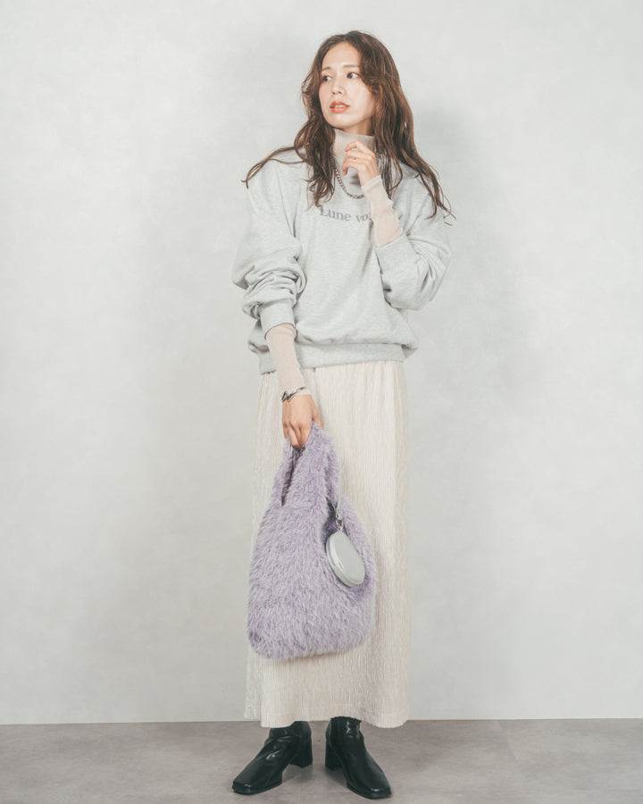 ［SET］フロントシリコンLogoスウェット+ベロアNarrowスカート