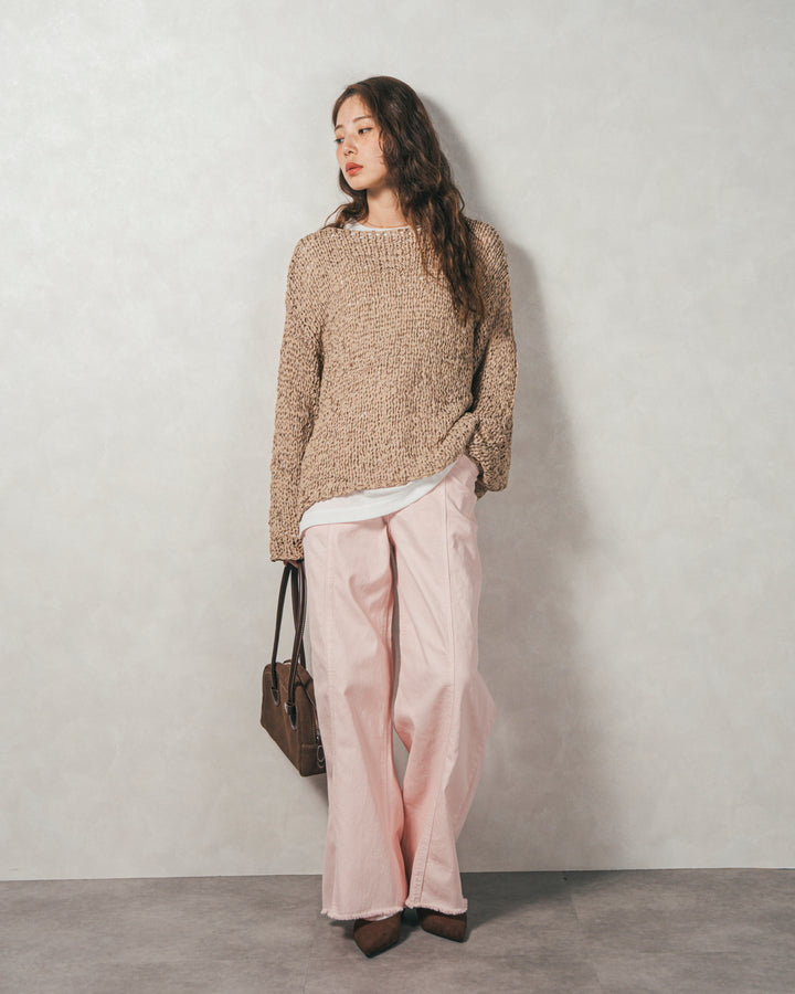 ［SET］エアリールーズオーバーニット+センターシーム リラックスカラーデニム