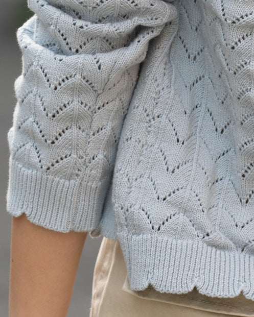 透かし編みニット襟付きカーディガン