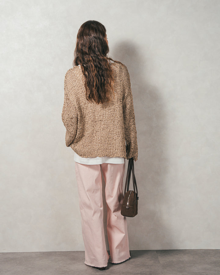 ［SET］エアリールーズオーバーニット+センターシーム リラックスカラーデニム