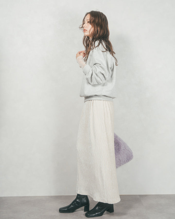 ［SET］フロントシリコンLogoスウェット+ベロアNarrowスカート