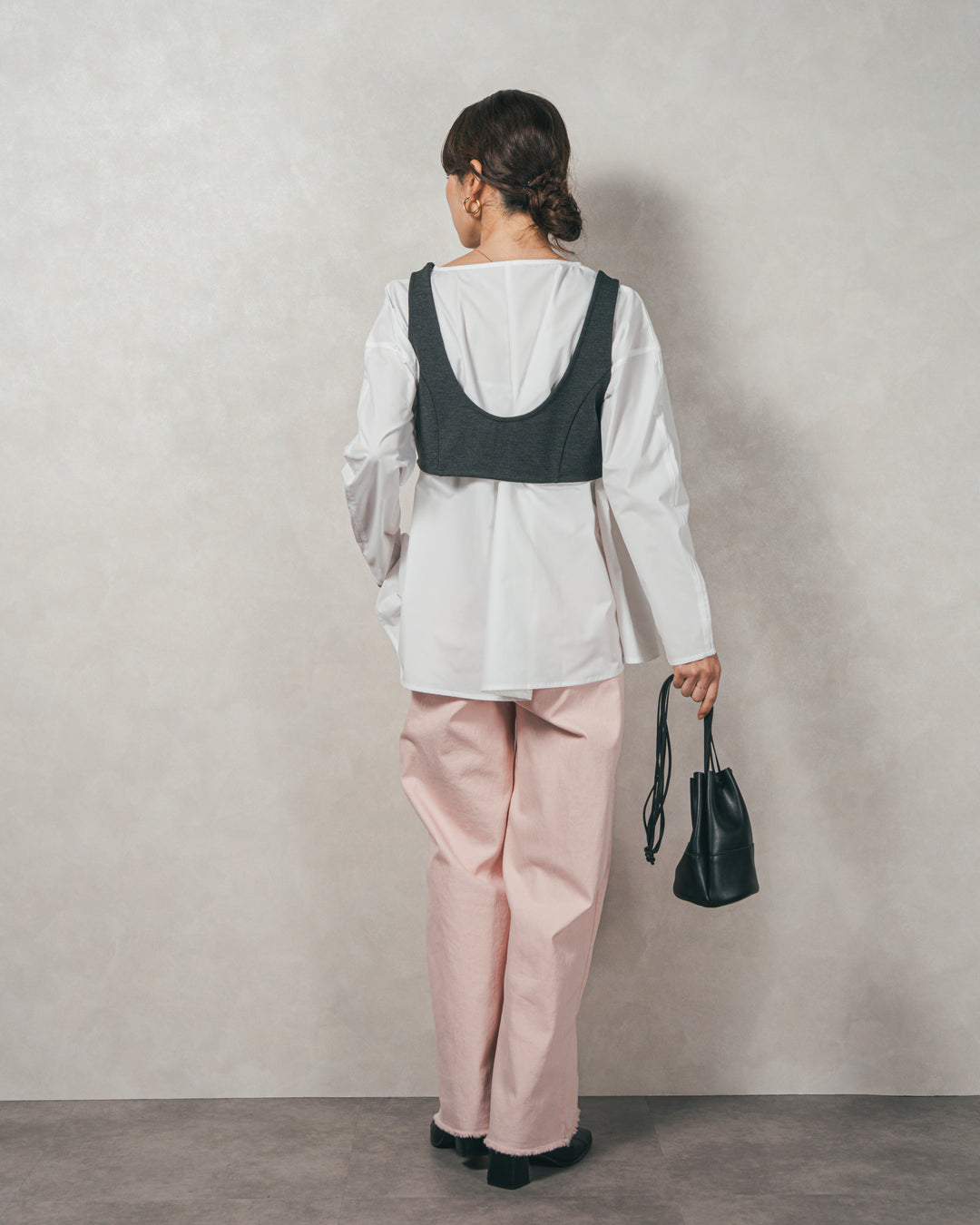 ［SET］カットビスチェxブラウス レイヤードSET+センターシーム リラックスカラーデニム（2SET）