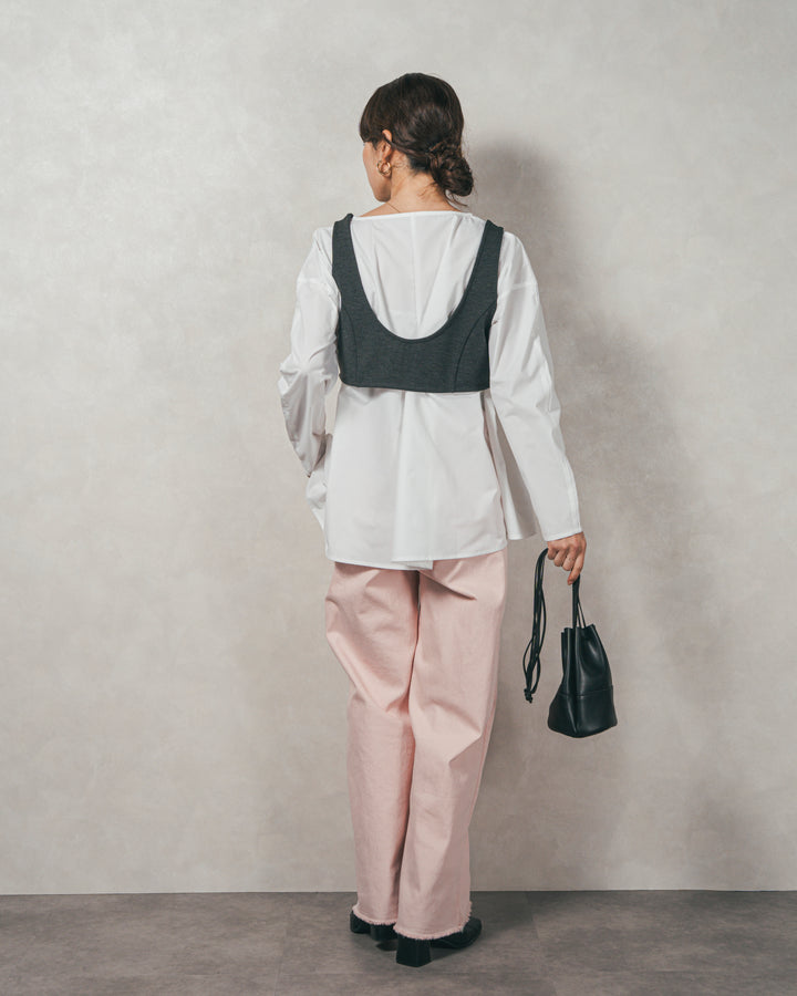 ［SET］カットビスチェxブラウス レイヤードSET+センターシーム リラックスカラーデニム（2SET）