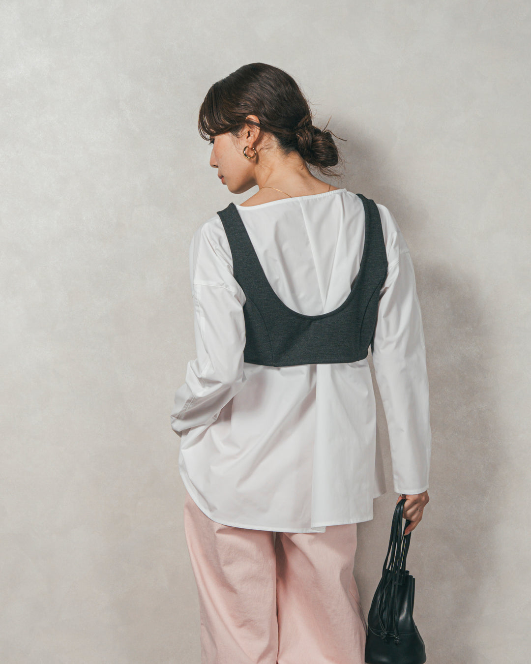 ［SET］カットビスチェxブラウス レイヤードSET+センターシーム リラックスカラーデニム（2SET）