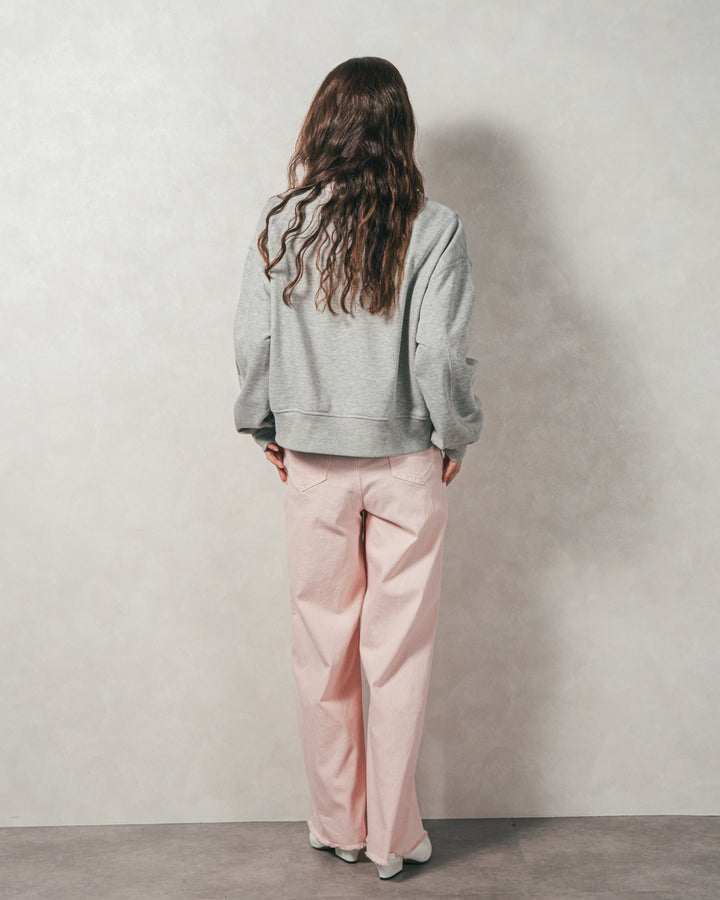 ラメ裏毛ボリュームスリーブトレーナー (GRAY)