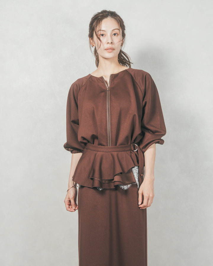 Multi-Way ライトポンチペプラムスカート (BROWN)