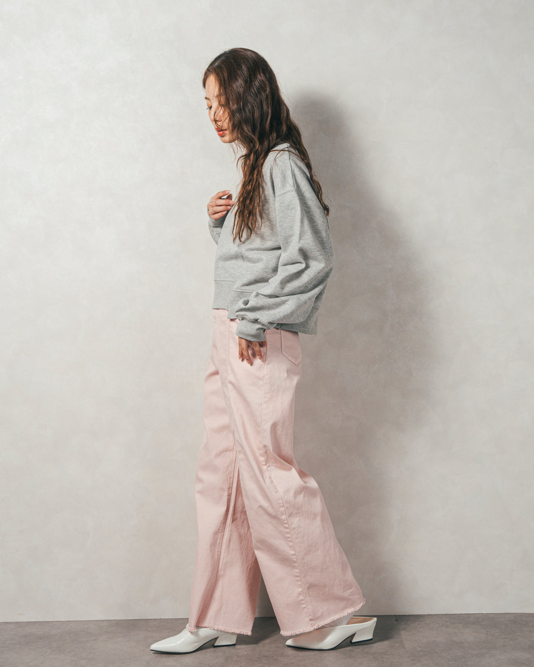 ラメ裏毛ボリュームスリーブトレーナー (GRAY)