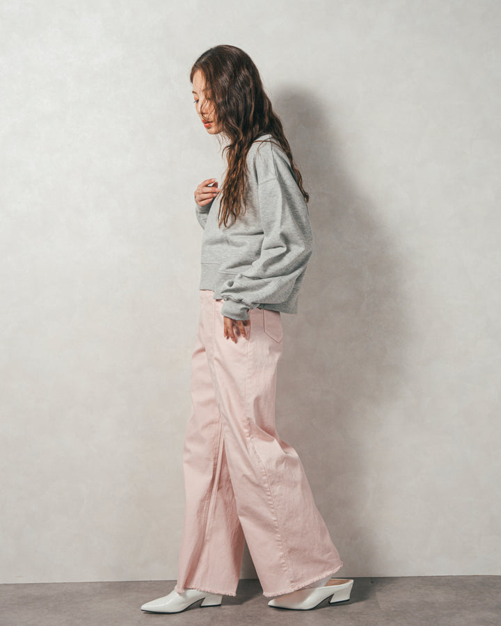 ラメ裏毛ボリュームスリーブトレーナー (GRAY)