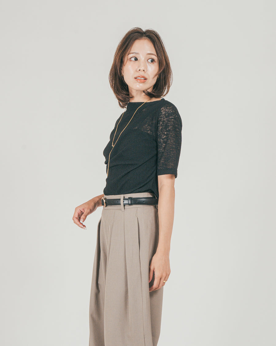 ［SET］カットレース ドレープTee + ダブルタック ハイウエストワイドパンツ（2SET）