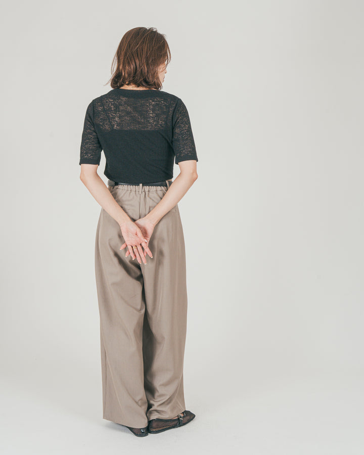 ［SET］カットレース ドレープTee + ダブルタック ハイウエストワイドパンツ（2SET）