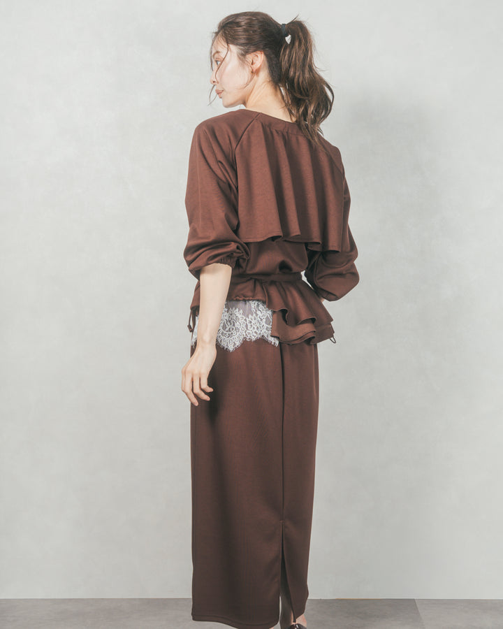 Multi-Way ライトポンチペプラムスカート (BROWN)