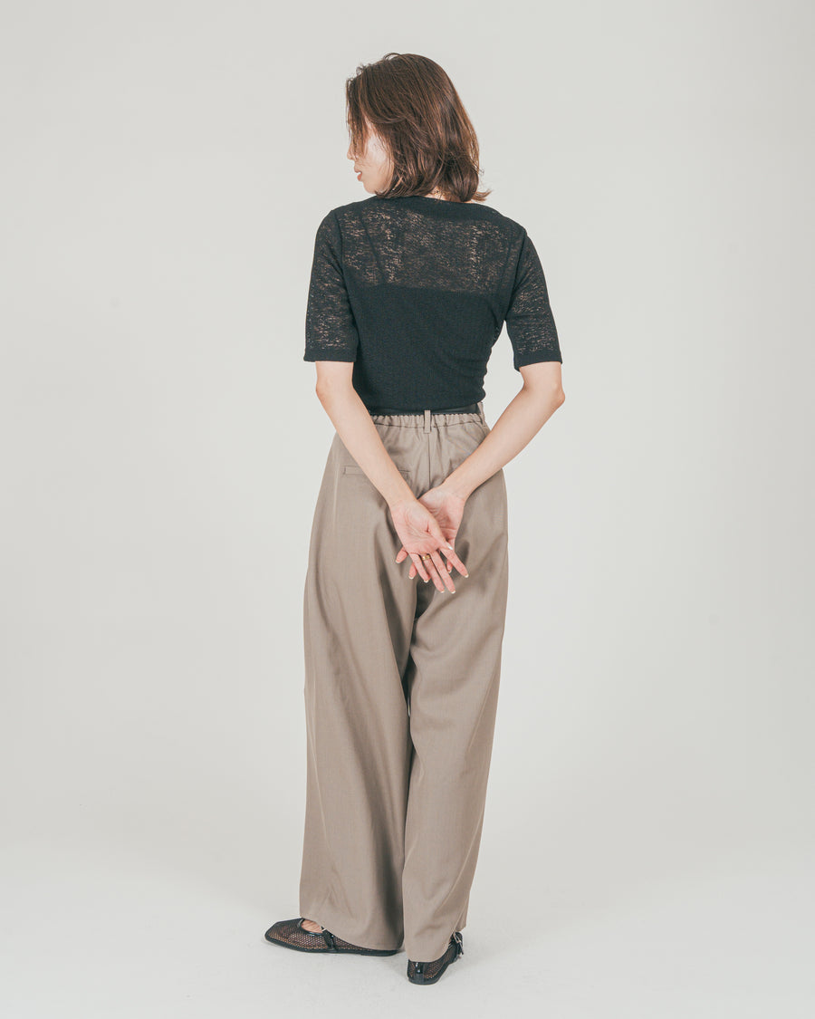 ［SET］カットレース ドレープTee + ダブルタック ハイウエストワイドパンツ（2SET）