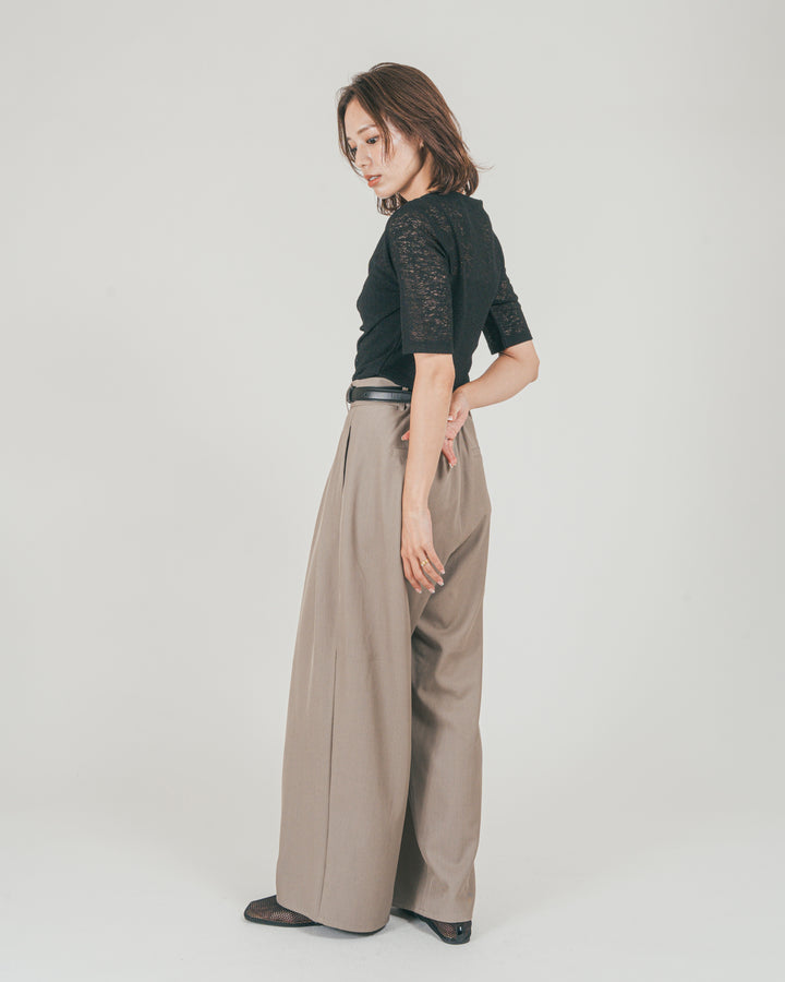 ［SET］カットレース ドレープTee + ダブルタック ハイウエストワイドパンツ（2SET）