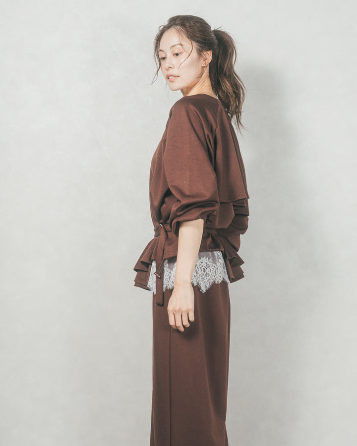 Multi-Way ライトポンチペプラムスカート (BROWN)