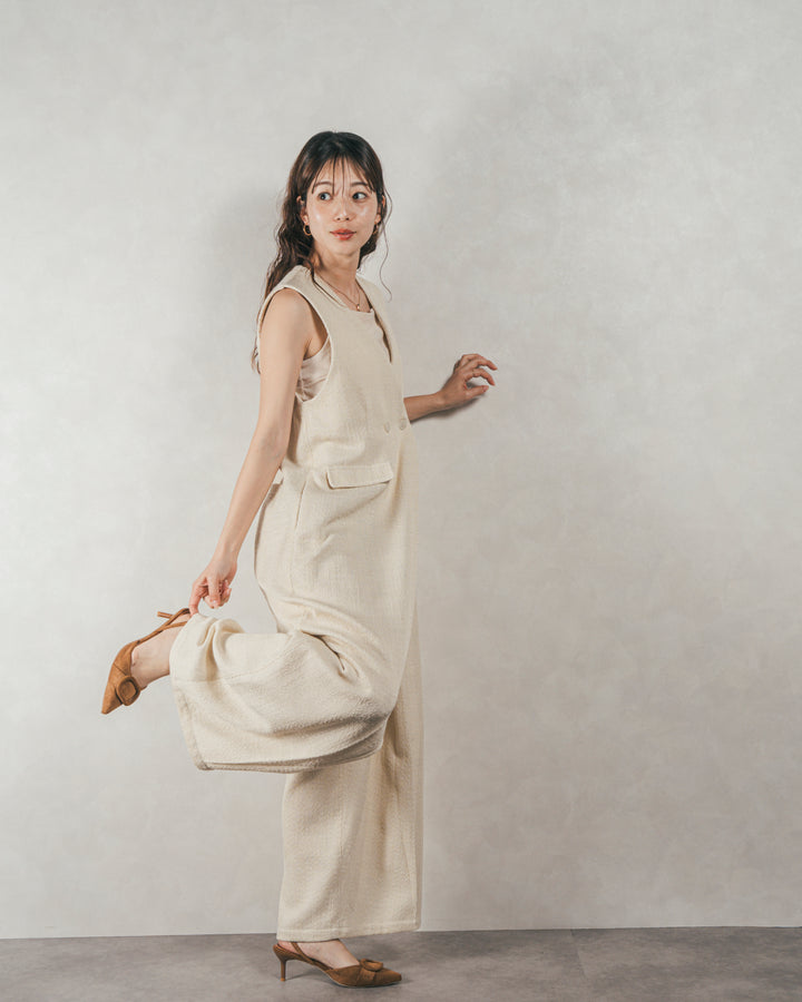 デニムライク へリンボーンサロペット