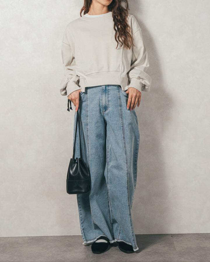 ラメ裏毛ボリュームスリーブトレーナー（OFF）