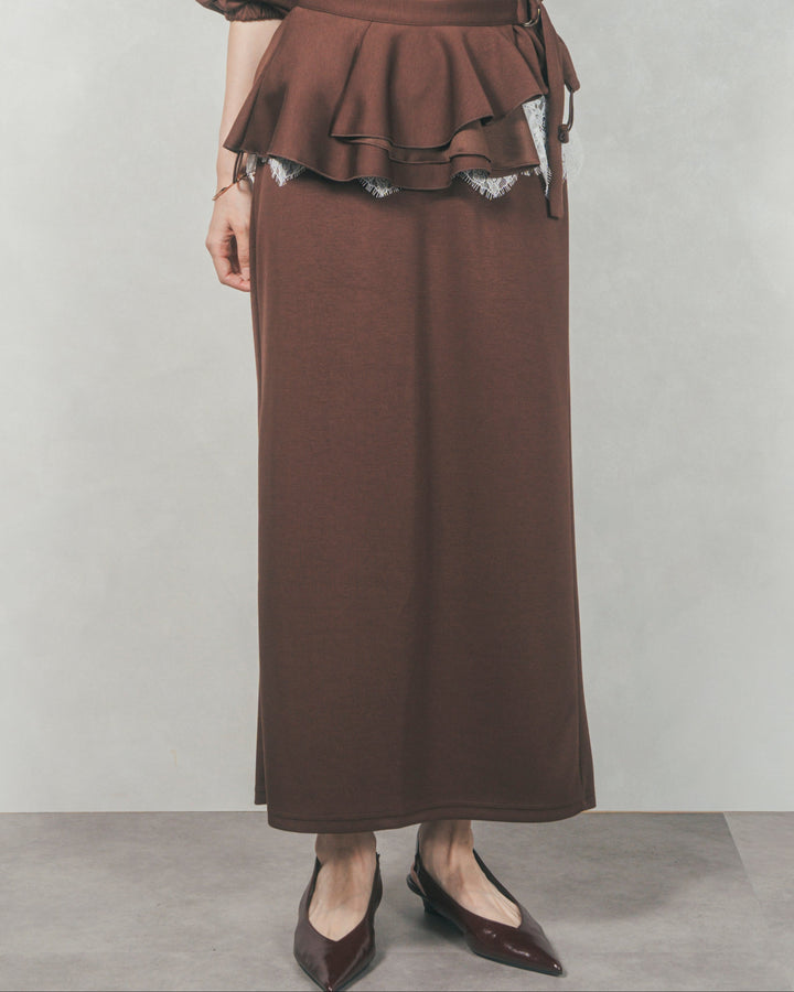 Multi-Way ライトポンチペプラムスカート (BROWN)