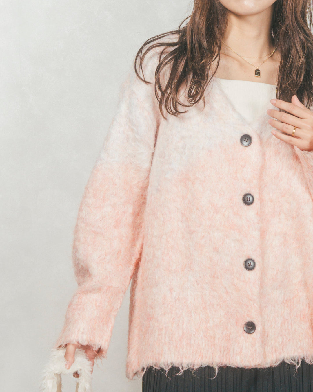 ［SET］Airyフェザー ニットカーディガン+Relaxサテンパンツ（2SET）