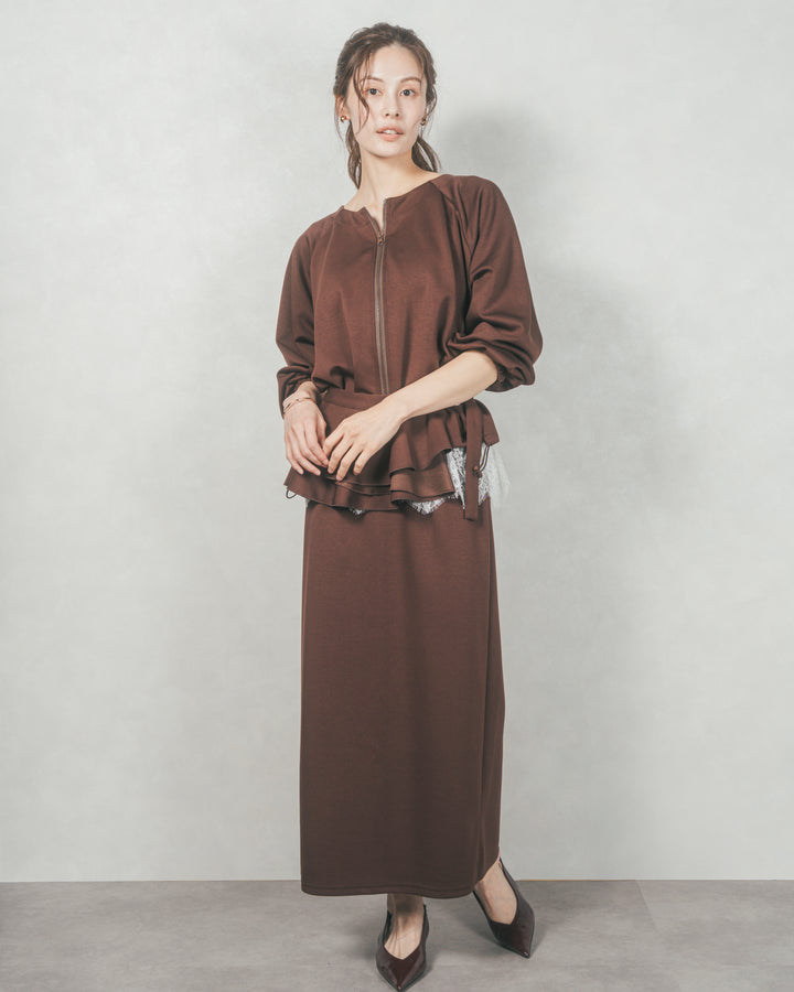 Multi-Way ライトポンチペプラムスカート (BROWN)
