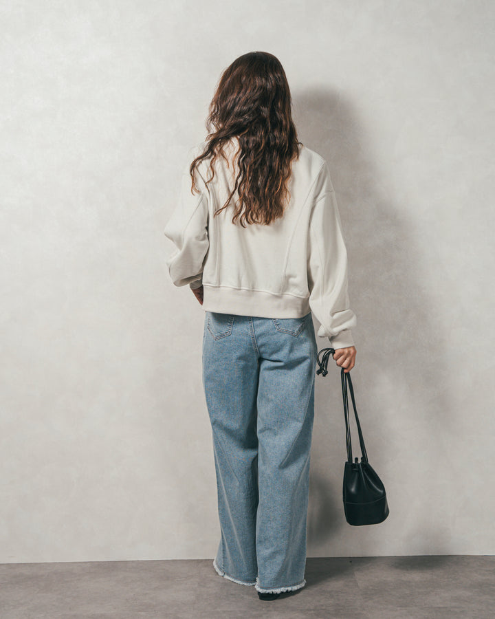 ラメ裏毛ボリュームスリーブトレーナー（OFF）