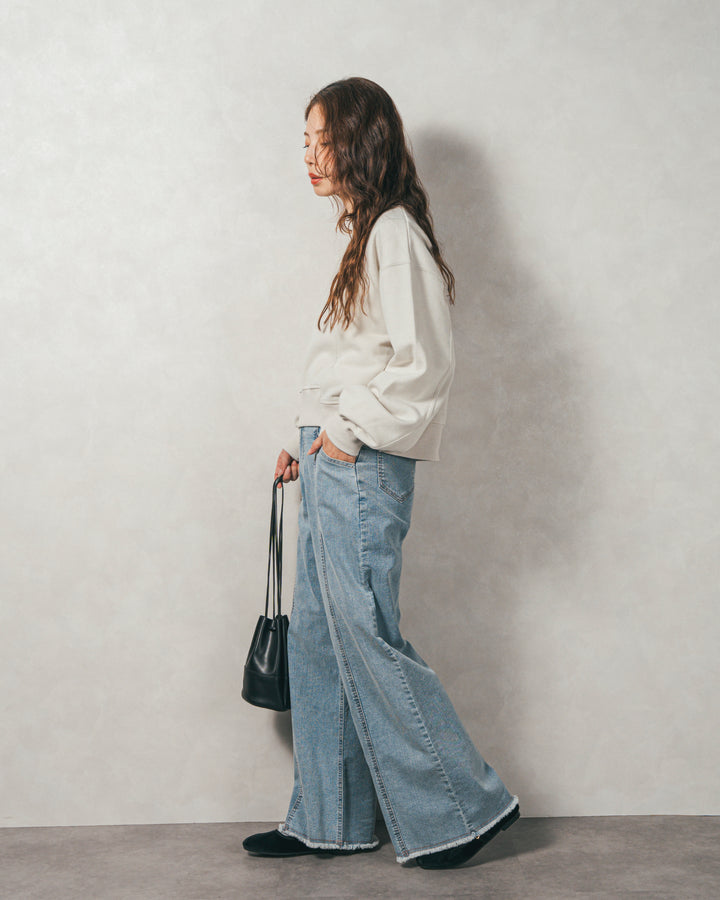 ラメ裏毛ボリュームスリーブトレーナー（OFF）