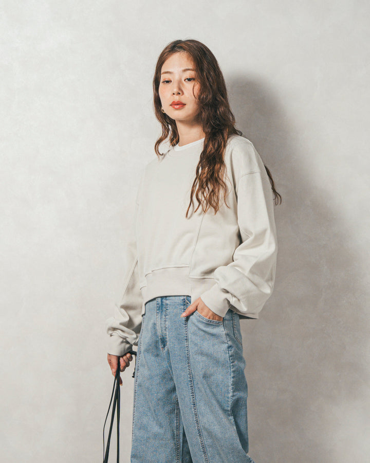 ラメ裏毛ボリュームスリーブトレーナー（OFF）