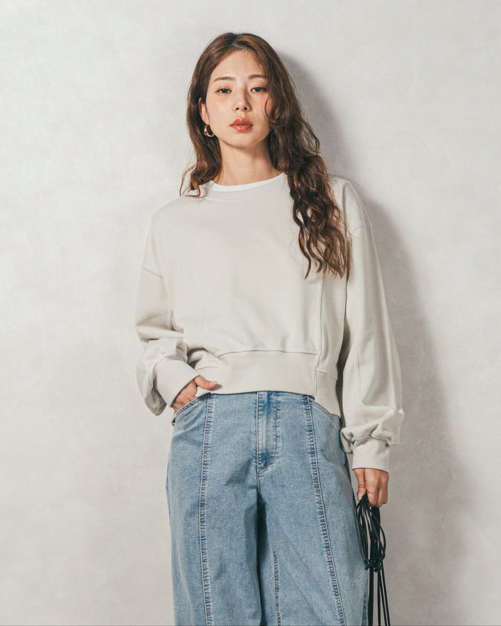 ラメ裏毛ボリュームスリーブトレーナー（OFF）