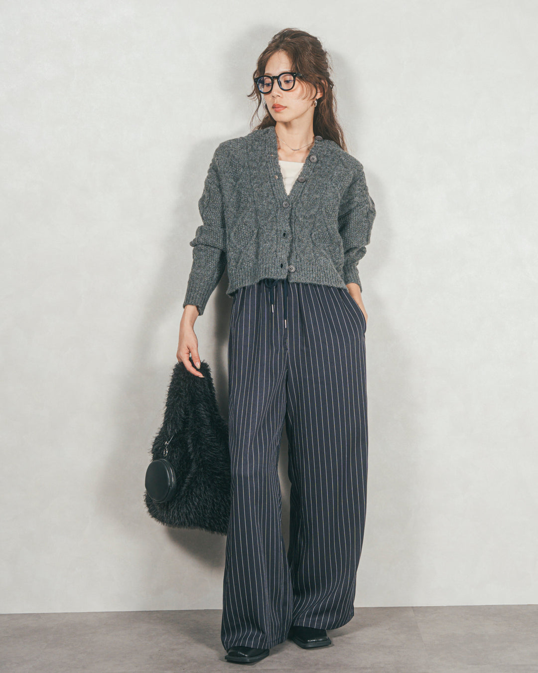 Relaxストライプパンツ (NAVY)