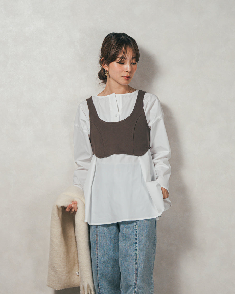 カットビスチェxブラウス レイヤードSET
