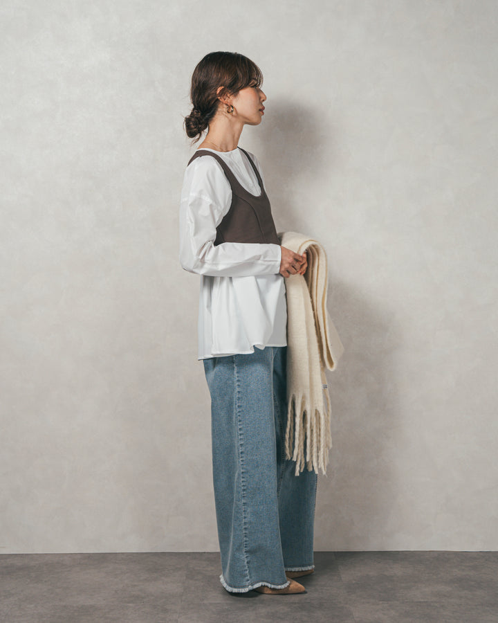 ［SET］カットビスチェxブラウス レイヤードSET+センターシーム リラックスカラーデニム（2SET）