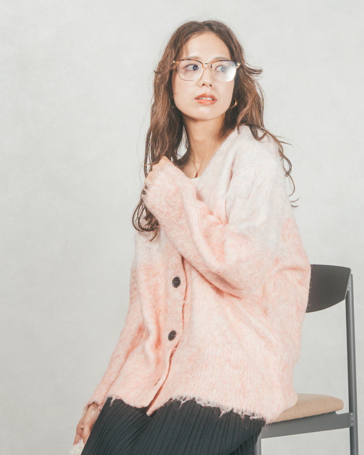 ［SET］Airyフェザー ニットカーディガン+プリーツNarrowロングスカート（2SET）