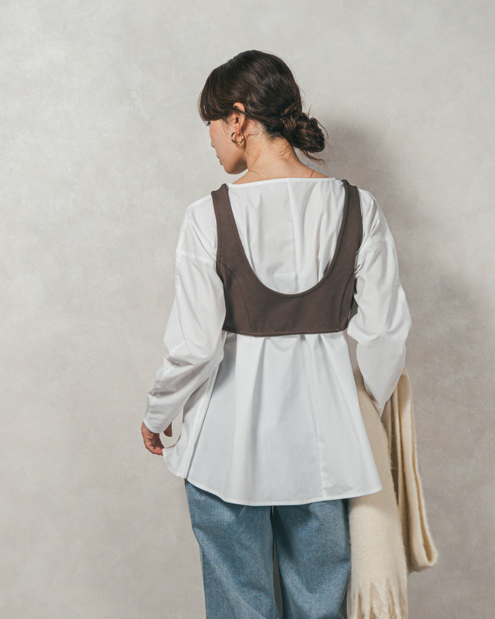 ［SET］カットビスチェxブラウス レイヤードSET+センターシーム リラックスカラーデニム（2SET）