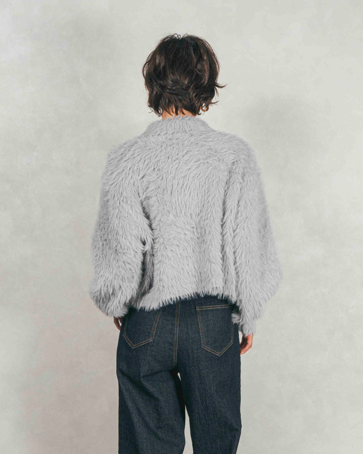 ［SET］フェザーヤーン 衿付きカーディガン+センターシーム リラックスワイドデニム（2SET）