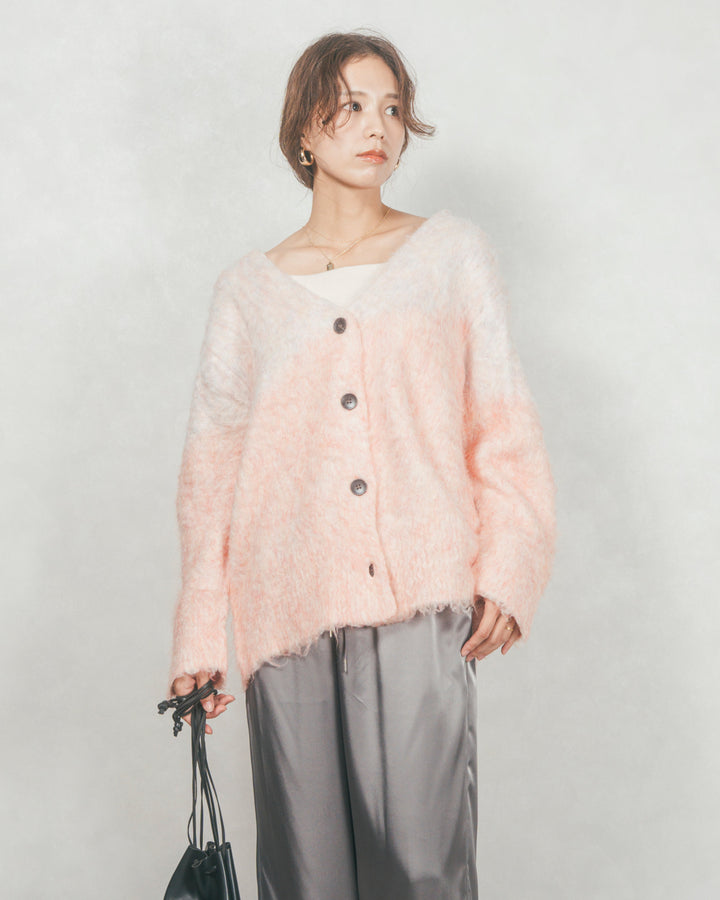 ［SET］Airyフェザー ニットカーディガン+Relaxサテンパンツ（2SET）