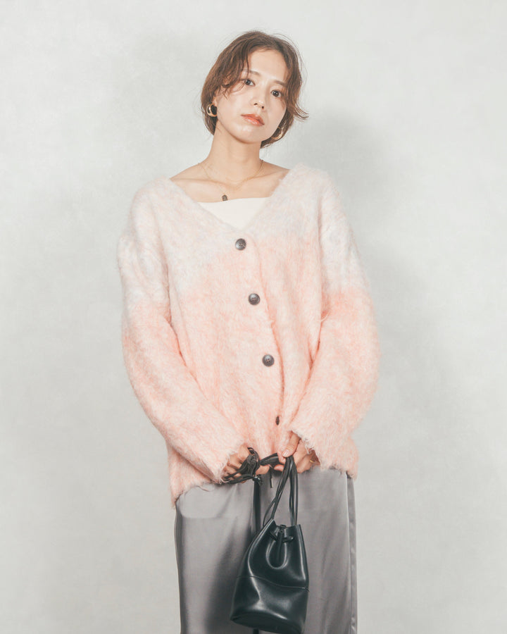 ［SET］Airyフェザー ニットカーディガン+Relaxサテンパンツ（2SET）