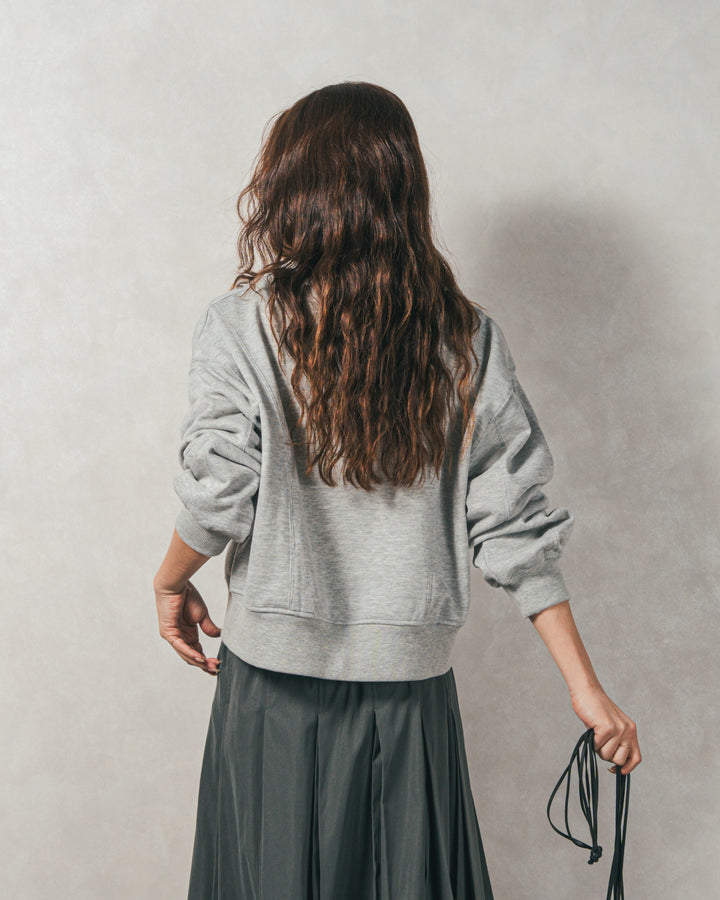 ラメ裏毛ボリュームスリーブトレーナー (GRAY)