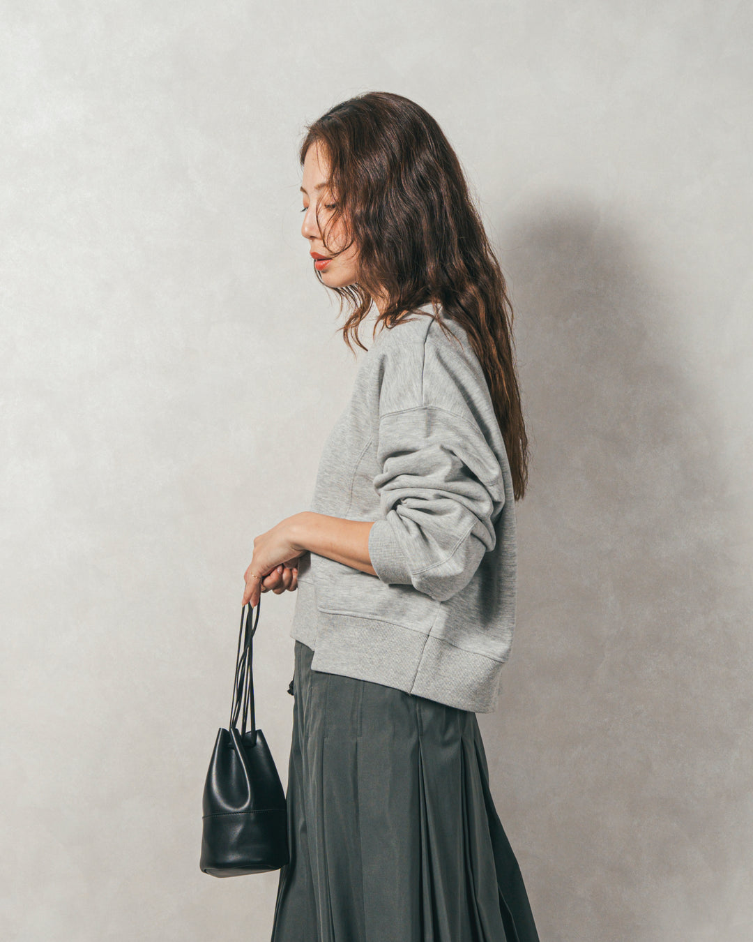 ラメ裏毛ボリュームスリーブトレーナー (GRAY)