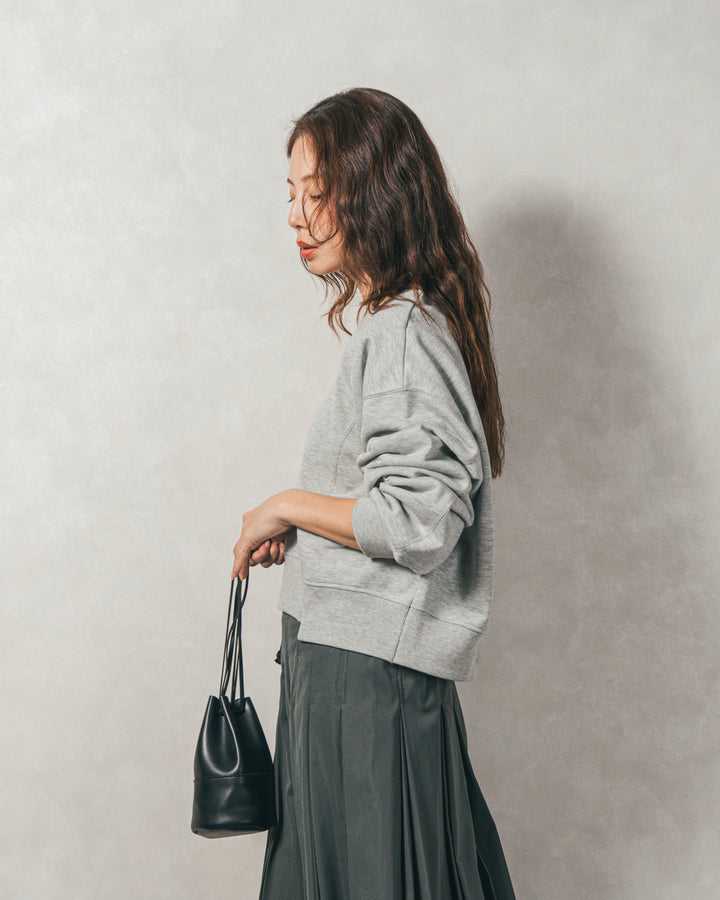 ラメ裏毛ボリュームスリーブトレーナー (GRAY)