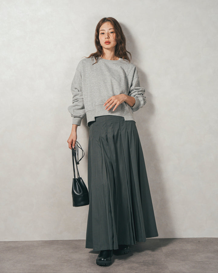 ラメ裏毛ボリュームスリーブトレーナー (GRAY)