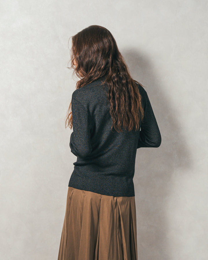 ［SET］袖レイヤードラメリブタートルニット+Tweedベロアサロペット（2SET）