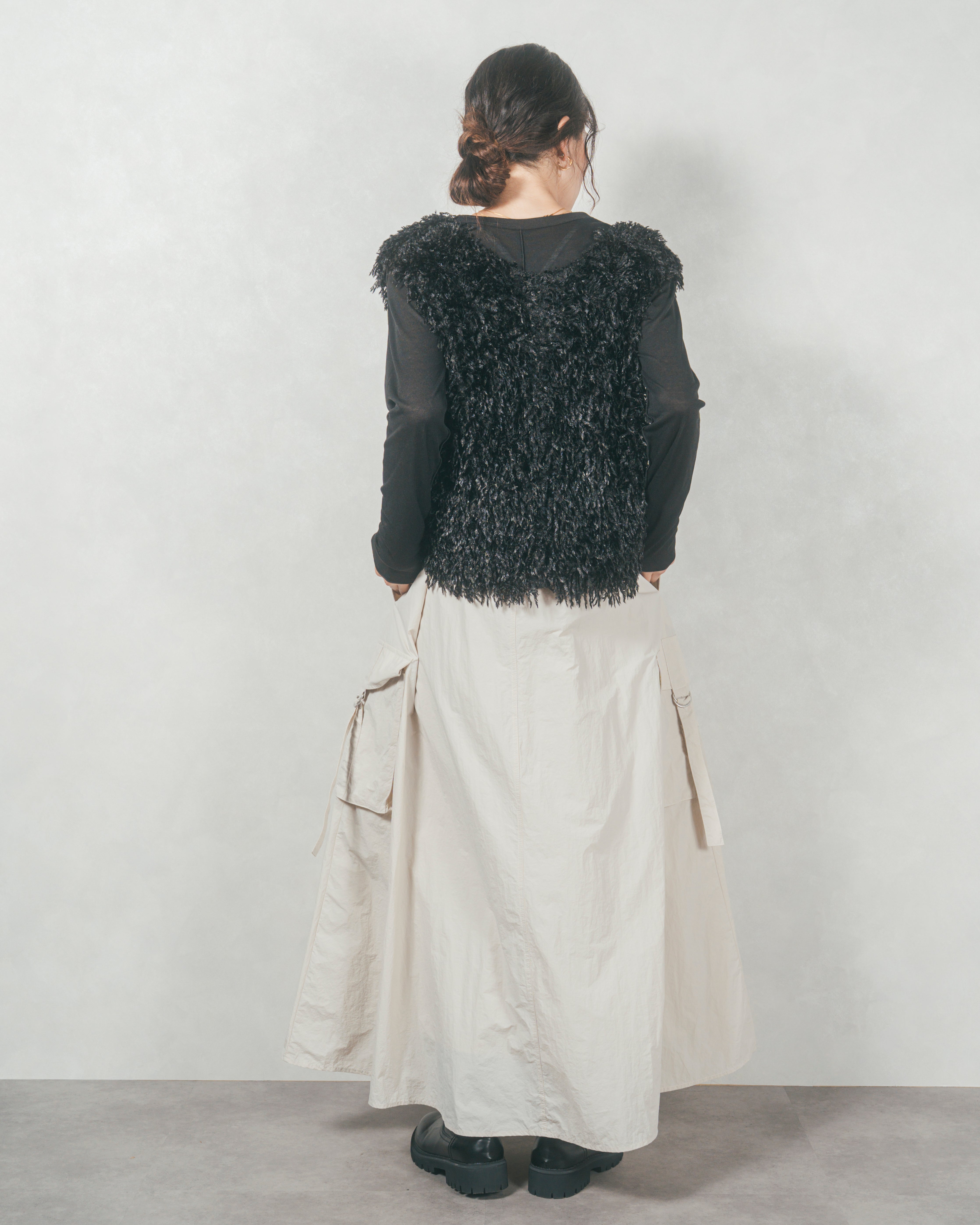 SET］2-Way フリンジベスト+ドローストリングナイロンカーゴ