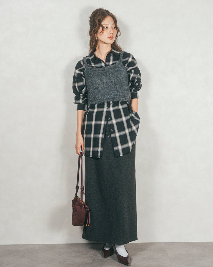 Looseチェックシャツ (BLACK)