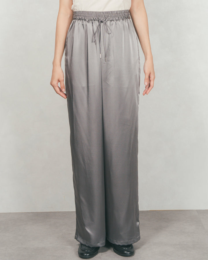 ［SET］裏起毛ハーフZipスウェット+Looseチェックシャツ+Relaxサテンパンツ