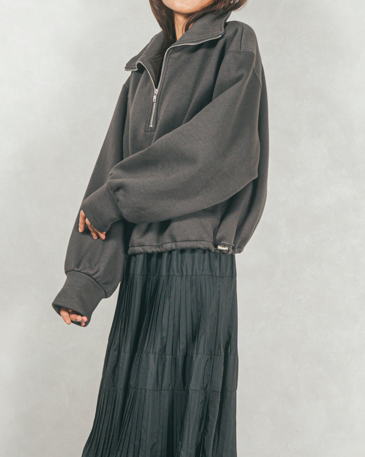 裏起毛ハーフZipスウェット (CHARCOAL GRAY)