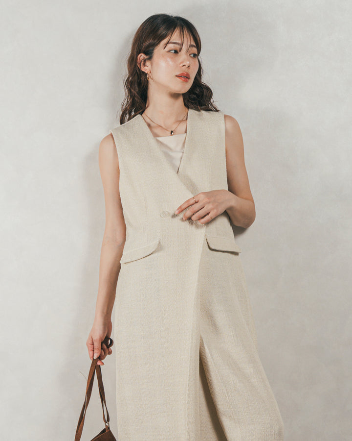 デニムライク へリンボーンサロペット