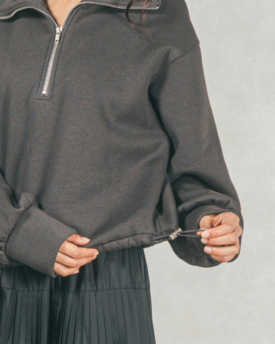 ［SET］ハーフZipスウェット+Looseチェックシャツ+Relaxサテンパンツ
