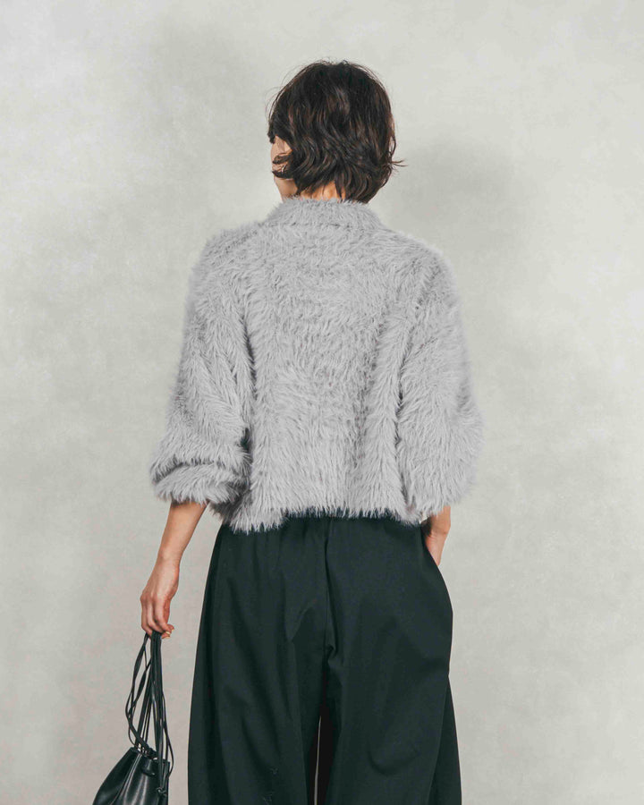 ［SET］フェザーヤーン 衿付きカーディガン+サイドタックコクーンパンツ（2SET）