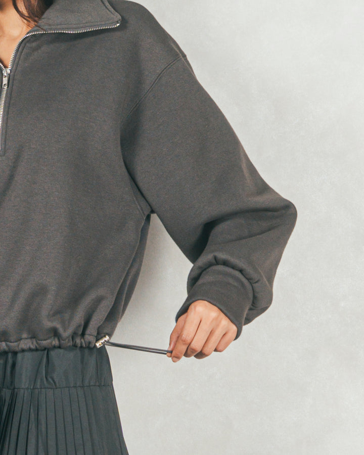 裏起毛ハーフZipスウェット (CHARCOAL GRAY)