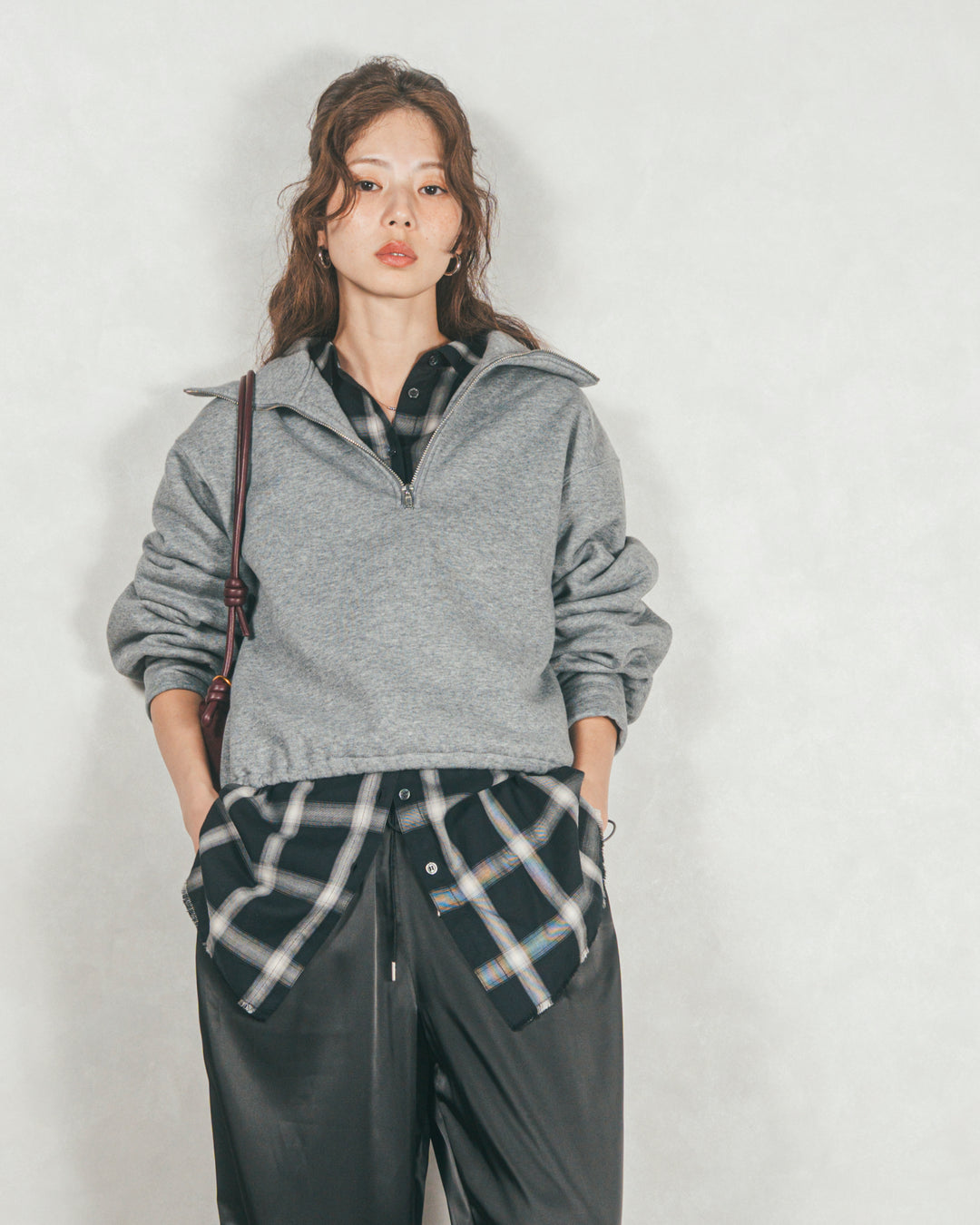 Looseチェックシャツ (BLACK)